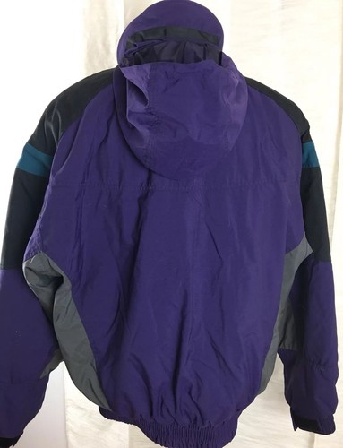 VTG Tryolia Purple Neon Blue Color Block Puffer Ski Snowboard Jacket Mens XL - Picture 3 of 10