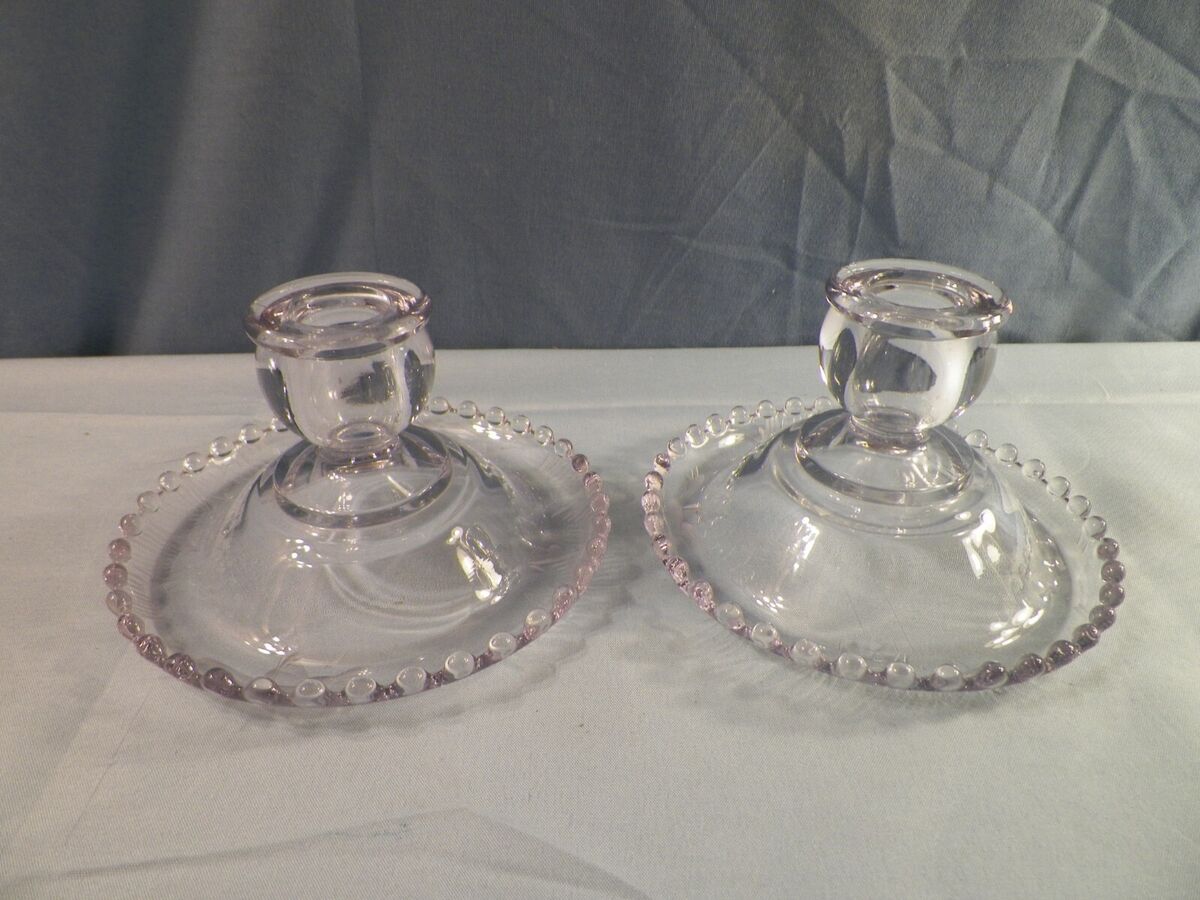 Glass etched Candle Holders pair Glass etched Candle Holders pair