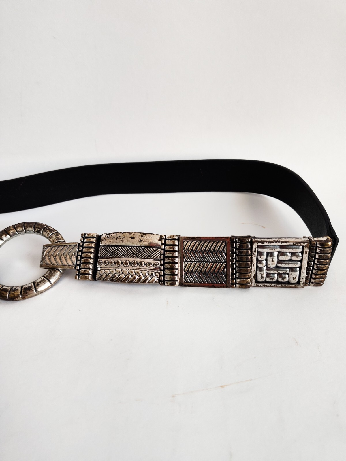 Chicos Belt Silver Black Rectangular Metal Engrav… - image 6