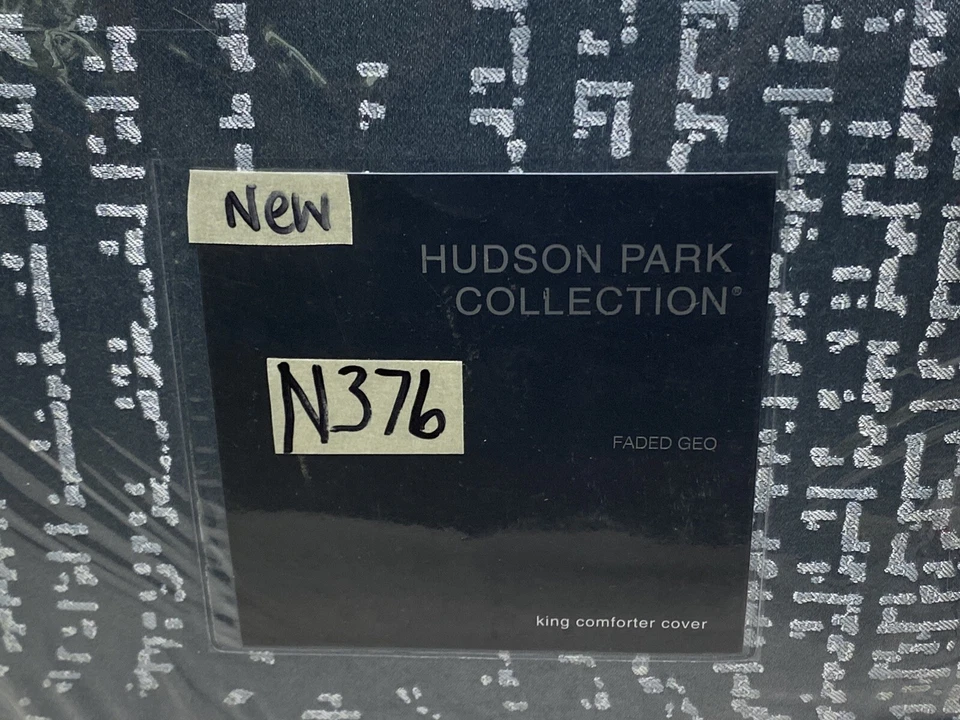 Hudson Park выцветший Geo King пододеяльник чехол сланец новый - Изображение 2 из 4