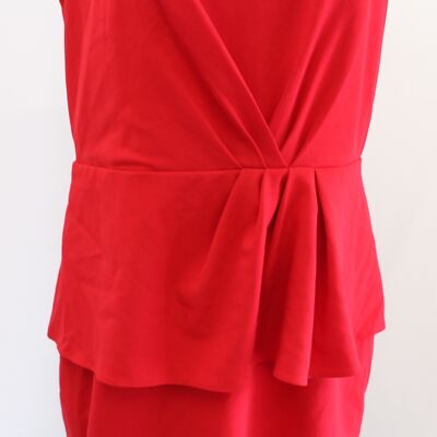 open lace back dress CHRISTIAN Peplum Midi Red main image 0