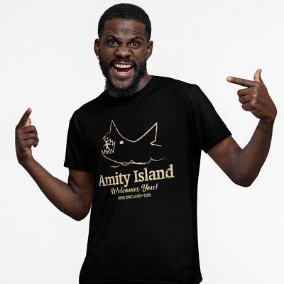 Amity Island Welcomes You - Jaws handbedrucktes T-Shirt Film Fan Geschenk
