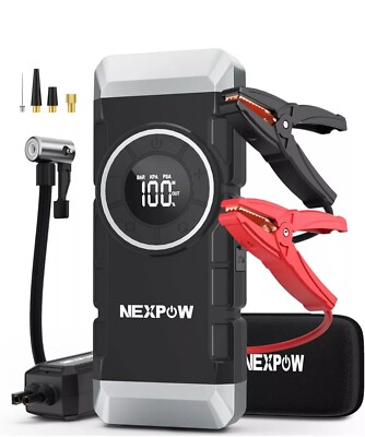 NEXPOW Starthilfe Powerbank Luftkompressor 150PSI 2000A Spitzenstrom Auto LED