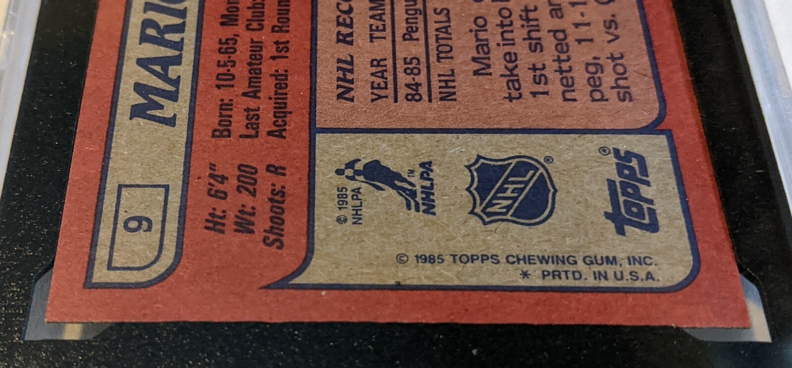 9 Mario Lemieux 198586 TOPPS Rookie Hockey Card Oilers Graded KSA