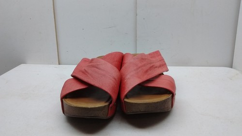 Zamsh Red Leather Two Strap Platform Slip On Footbed Sandals Women Shoes 7.5M 38 - Picture 3 of 8