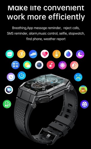 for LG Stylo 4 Military Tactical Sport Fitness Tracker Smart Watch - Picture 8 of 8