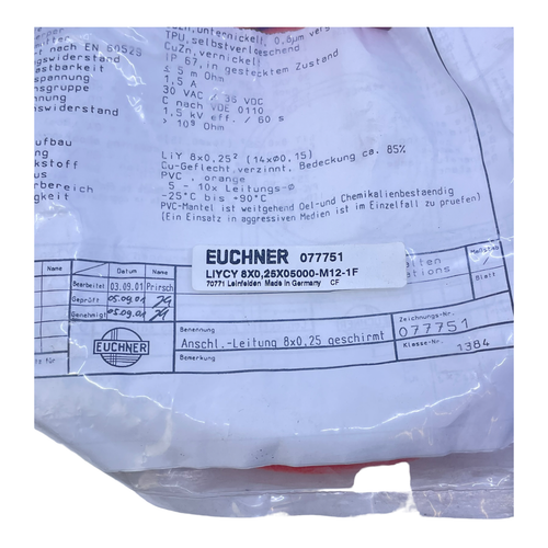 Euchner 077751 Schlussleitung für Sicherheitsschalter RKTS 8-184/5 30V AC 1,5A - Bild 12 von 12