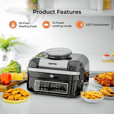 1800W Luft Friteuse Grill Wirbel Schnell Gesunder Kocher 6,5L Touchscreen Smart Cyclonic