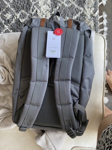 Herschel Supply Co Little America Backpack Grey Brown Leather 25L 15" Laptop NEW - Picture 3 of 4