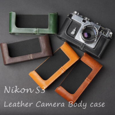 Retro Genuine Leather Half Camera Case Bag Cover For Nikon S3 SP S2 Film Camera
