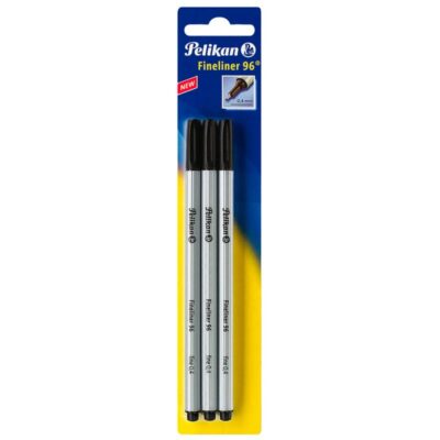 3 Stück Pelikan 96 Fineliner schwarz 0,4 mm Schwarz wasserfest, permanent