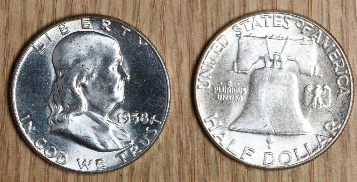 50's U.S.A セラミックベース ミッドセンチュリー 1958年 オブジェ 1958 (P) Franklin Half Dollar - 50¢ - BU - Brilliant Uncirculated