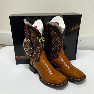 Dan Post Boots Tan Eel Skin Men's Cowboy Boots - Exotics Skins! L@@K NICE!