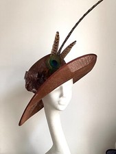 Brown hat Saucer Disc Hat Fascinator Headpiece Wedding Ascot races hat