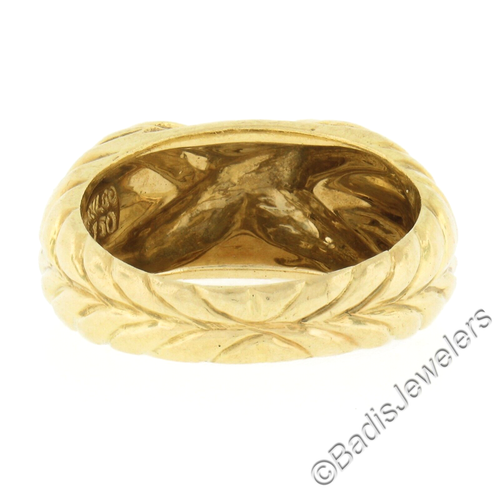 Hidalgo 18K Yellow Gold Red Enamel "X" Braided Textured Gold Work Band Ring - Picture 7 of 8