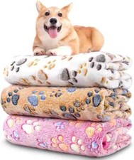 Washable 3-Pack Dog Blankets for Small Medium Dogs 30"x20" Soft Fuzzy Cover