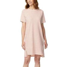 NWT Buffalo Women's Hi- Low Hem &Slits Short Sleeve-Pink Striped Dress Size XL