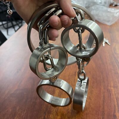 Mnner Edelstahl Handfesseln Fufesseln Halskragen Halsband Manschetten  Cosplay | eBay.de