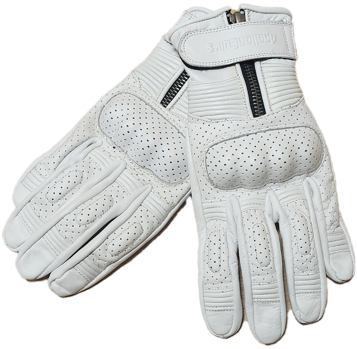 Gants Moto Eté en Cuir Blanc pour Femme Idéal Road Trip Vintage