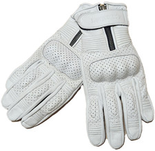 Gants Moto Eté 100% Cuir Blanc Vintage pour Femme taille S