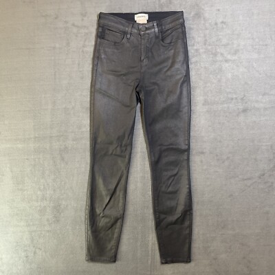 L'AGENCE Margot Coated High Waist Skinny Jeans in Coal Coated Size 24