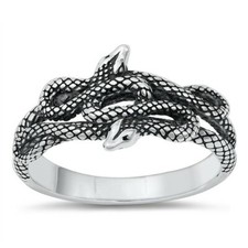 Sterling Silver Serpent Snake Ring Sizes 5-10 NEW