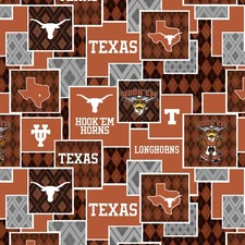 University of Texas Cotton Fabric-Texas Longhorns Argyle Boxes-1371