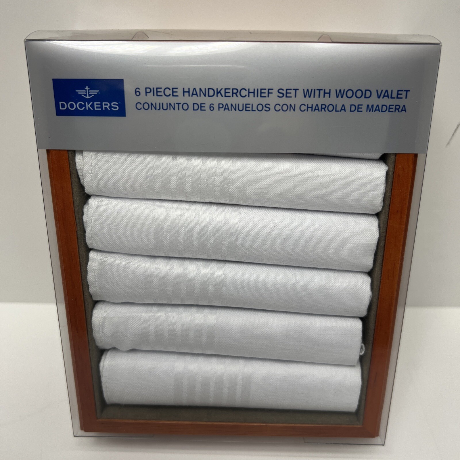 Dockers 6 Piece White Handkerchief Set with Wood ValetSealed eBay