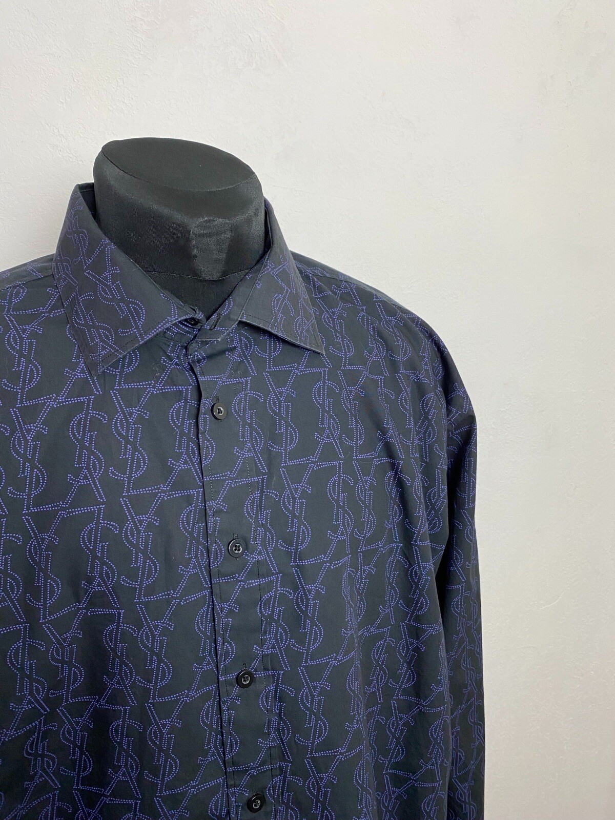 Camicia YSL Yves Saint Laurent Monogram Big Logo con bottoni taglia XL RARA VINTAGE