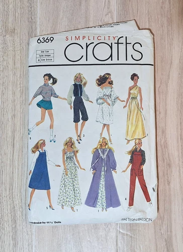 Genuine Simplicity Crafts Sewing Pattern 6369 Barbie Doll Clothes Vtg 1984