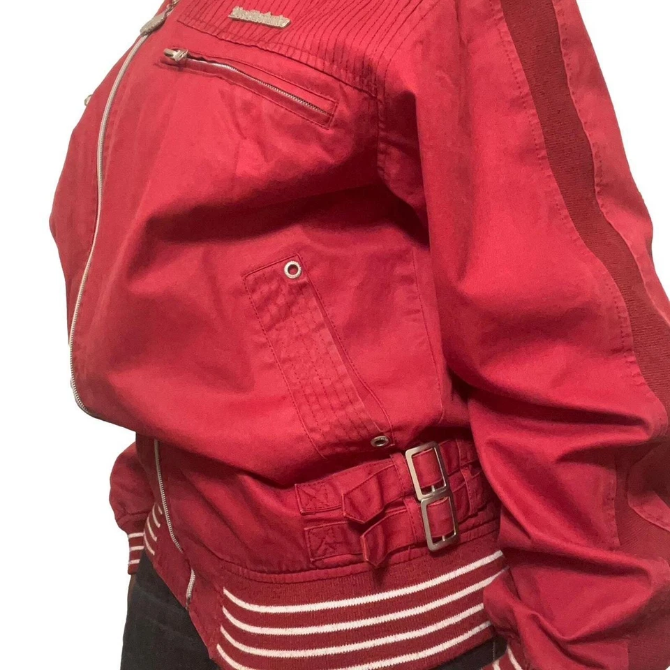 Live Mechanics Jacket Mens Large Red Lined Well Established Motorcycle Moto Y2K - Image 4 of 4