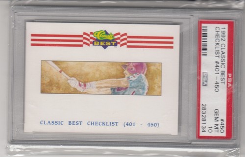 1992 Classic Best Mike Schmidt Philly Checklist #401-450 Card #450 PSA 10 Gem Mt - Picture 3 of 5