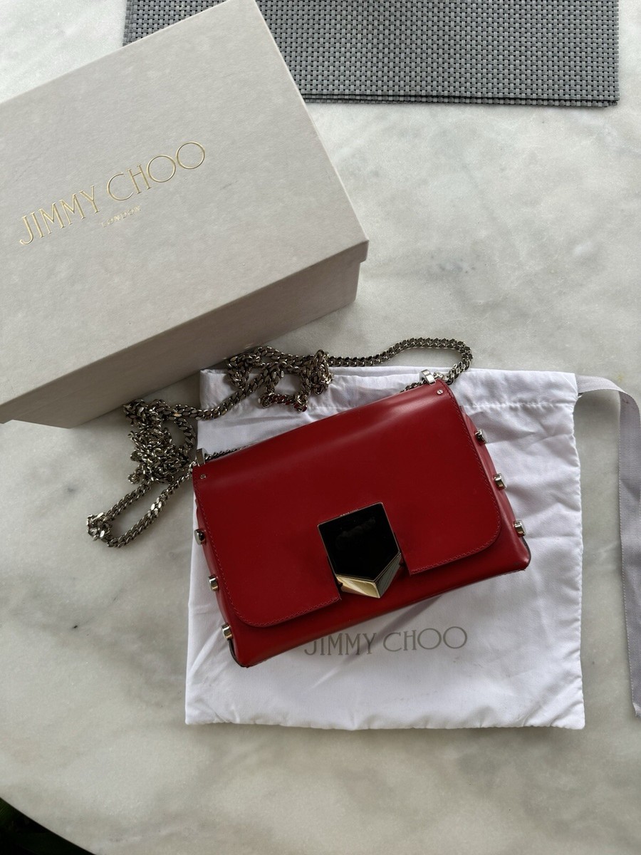 バッグ JIMMY CHOO LOCKERT CROSSBODY RED JIMMY CHOO ジミーチュウ ロケットプティ チェーン ショルダーバッグ