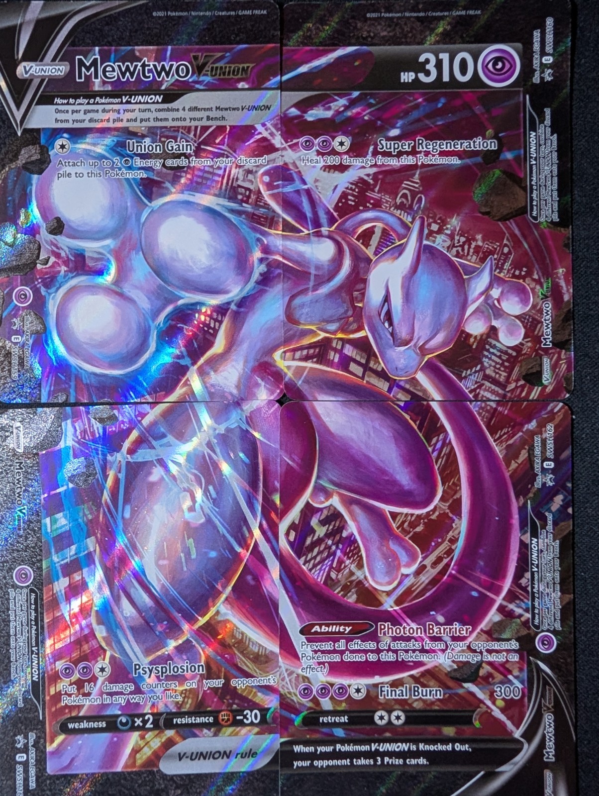 Pokemon TCG Mewtwo V Union 4 Card SWSH Sequential Promo Set 159-162 LP