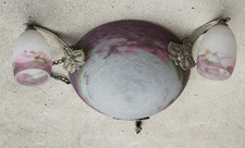 lustre MULLER LUNÉVILLE vasque verre tulipe fer forgé