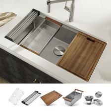 Ruvati Roma Pro 33 Inch Workstation Kitchen Sink 16 Gauge New Free Shipping
