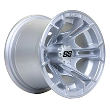 GTW Spyder Machined/Matte Silver Golf Cart 10x7 Wheel |4x4 Bolt 3:4 offset