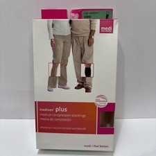 Calze a compressione coscia punta aperta Medi Plus 20-30 bordo silicone 10805 beige