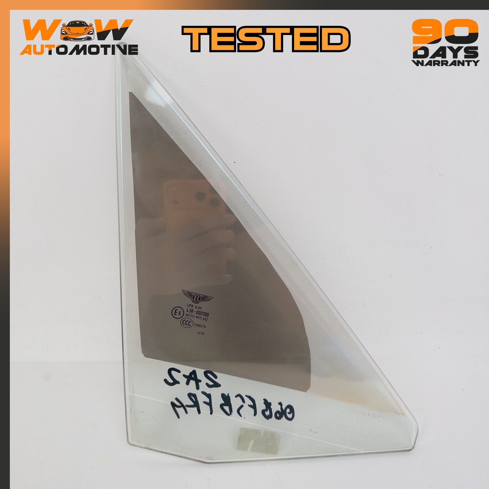 06-13 BENTLEY CONTINENTAL FLYING SPUR FRONT RIGHT QUARTER FIXED VENT WINDOW OEM