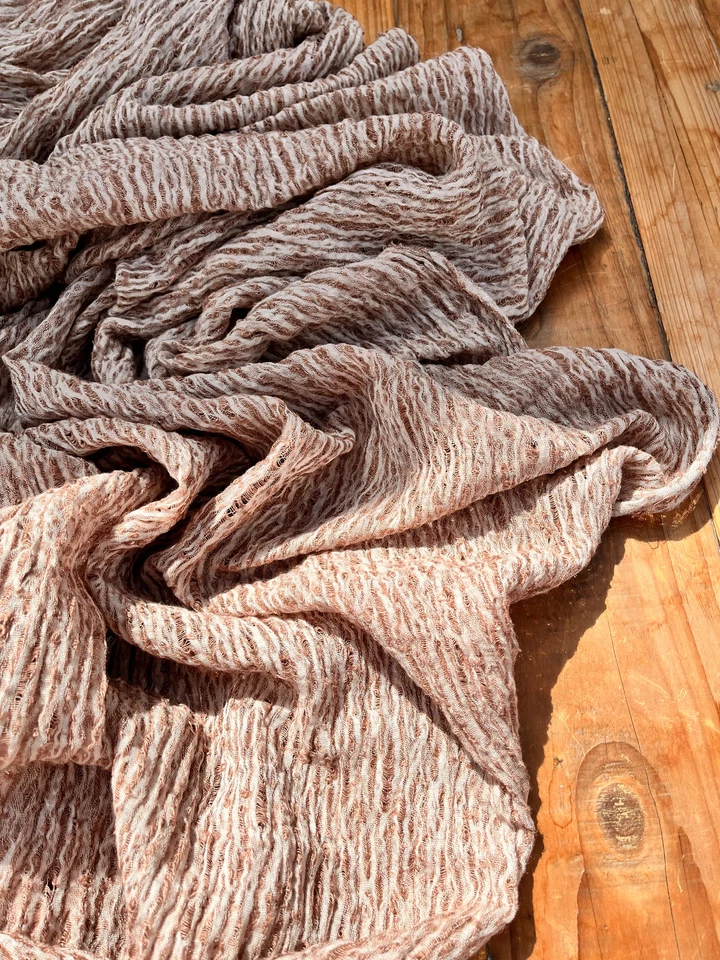 Brown Linen Cotton Blended Textured Fabric By 2 Meters - Image 4 of 4