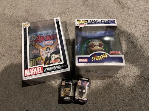 Funko Pop! Marvel Lot -Captain Marvel 03 Madame Web 960 Miles Morales Keychain