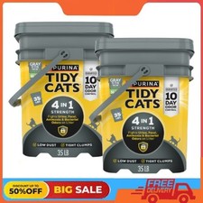 2 Pack Purina Tidy Cats 4-In-1 Strength Clumping Cat Litter, Floral Scent, 35 lb