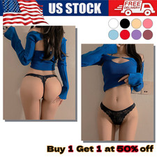 Mujeres Sexy Tanga Ropa Interior Encaje Bragas Lencería Tanga Cintura Baja Íntima EE. UU.
