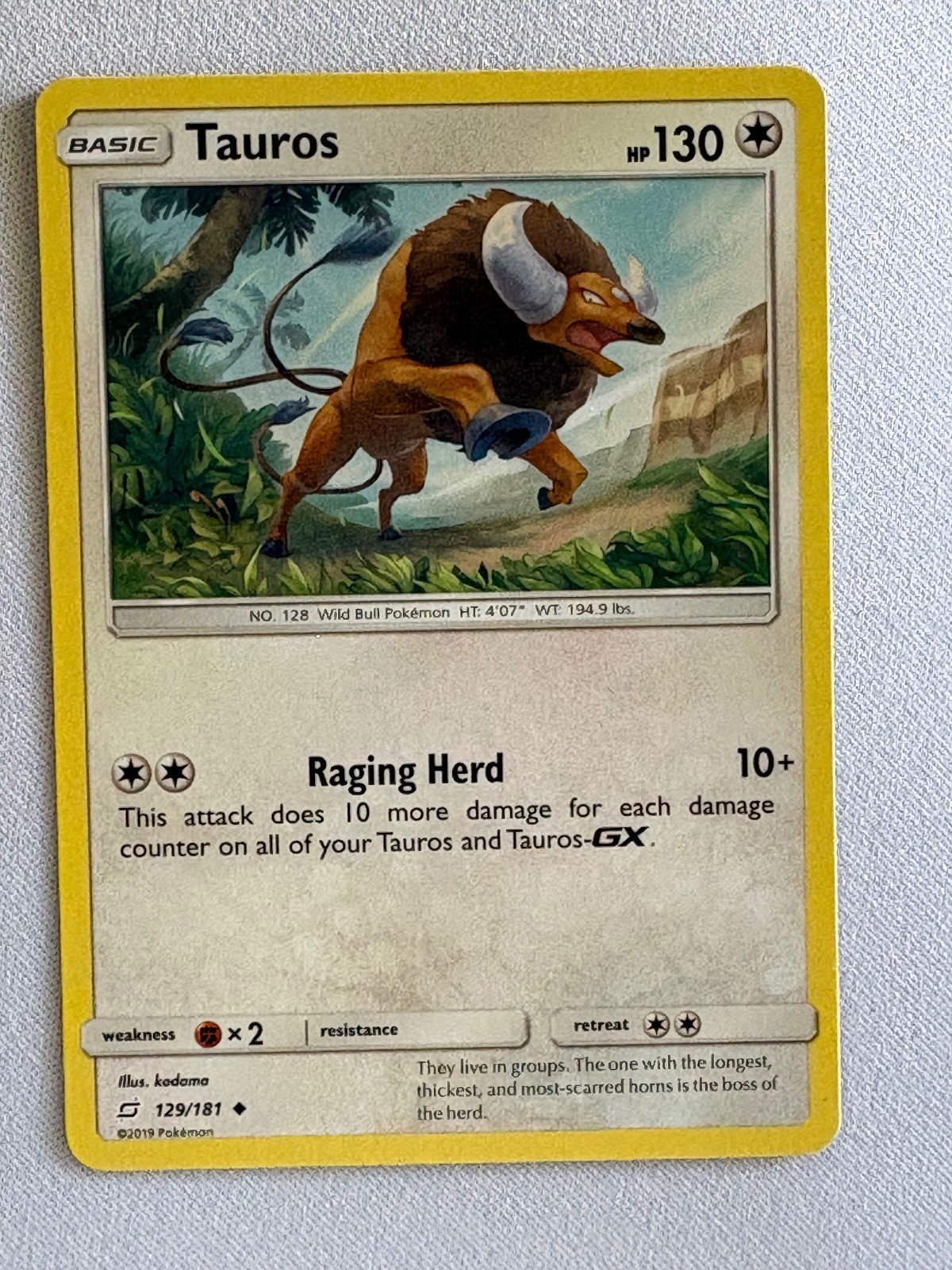 TAUROS 129/181 UNCOMMON TEAM UP POKEMON MP