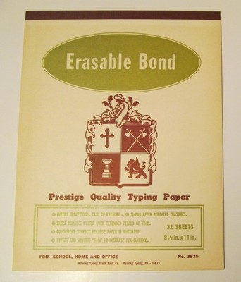 Roaring Spring vintage erasable bond typing paper, 32 sheets, unused