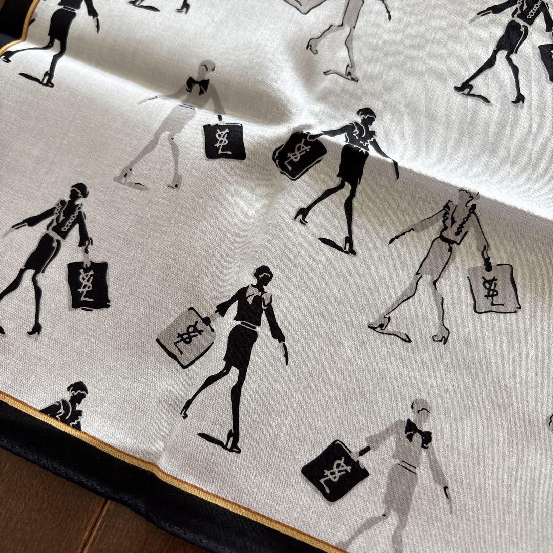 Yves Saint Laurent fazzoletto cotone 49 cm 18" borsa quadrata nero