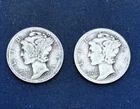 1918-S (2) Mercury Silver Dimes             Combined shipping available