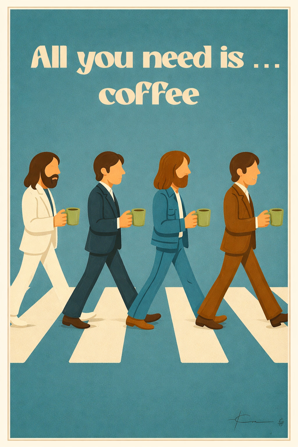 All You Need Is Coffee the Beatles Cool Repro Print Poster 13x19