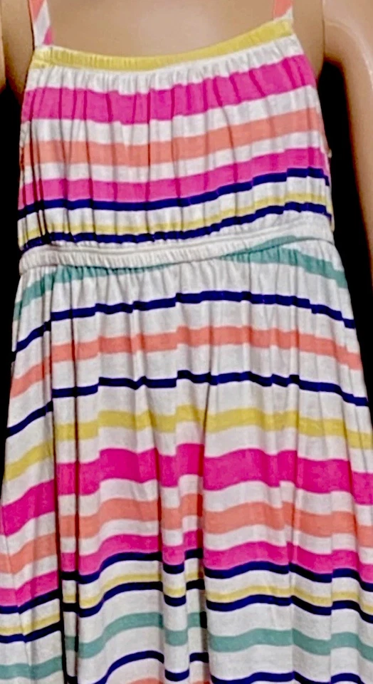 VESTIDO MAXI CHEROKEE TALLA 5 NIÑAS MULTICOLOR A RAYAS ~ CORREAS ENTRECRUZADAS ~🎀 N ESPALDA Foto 2 de 4