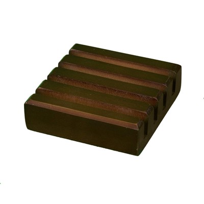 Dark Slotted Wood Coaster Stand, Holds 4 Square Coasters, 4-Inch